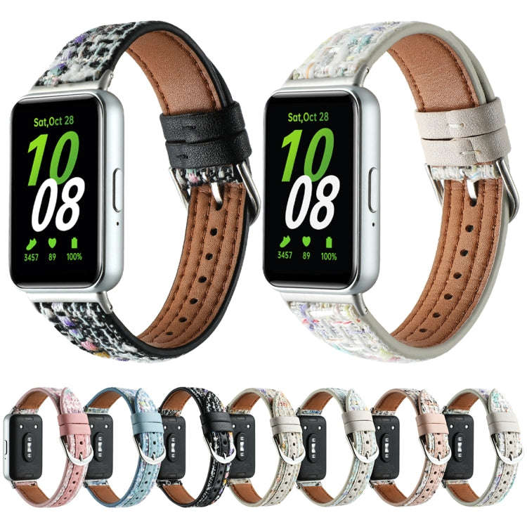 For Samsung Galaxy Fit 3 Woolen Leather Watch Band(Blue)