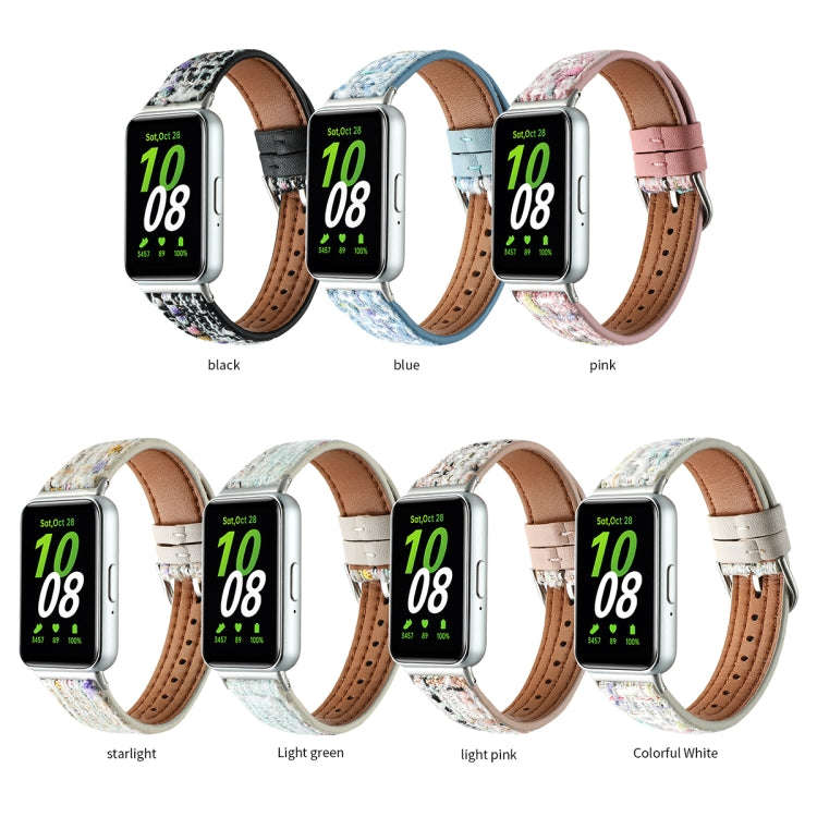 For Samsung Galaxy Fit 3 Woolen Leather Watch Band(Blue)