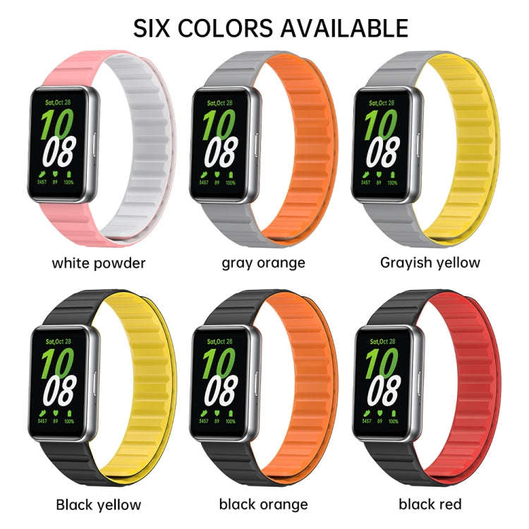 For Samsung Galaxy Fit 3 Two Color Magnetic Silicone Watch Band(Black Red)