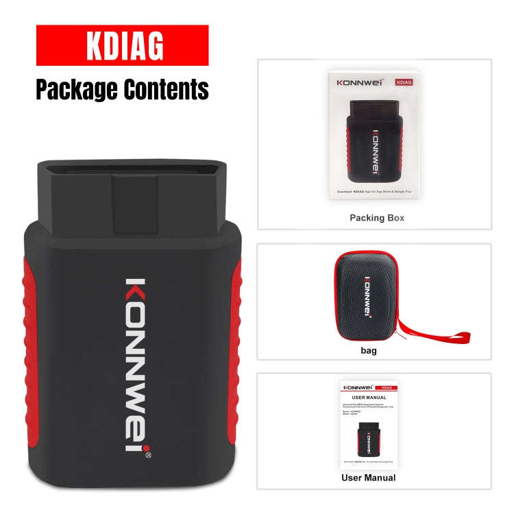 KONNWEI K DIAG Car OBDII Full System Diagnostic Scanner(Black Red)