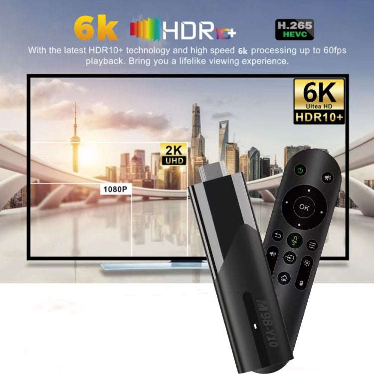 M98-Y10 Allwinner H618 Quad-Core ARM Cortex A53 6K HD Android TV Stick, RAM:2GB+16GB(US Plug)