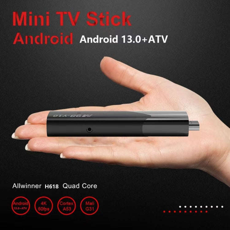 M98-Y10 Allwinner H618 Quad-Core ARM Cortex A53 6K HD Android TV Stick, RAM:2GB+16GB(US Plug)