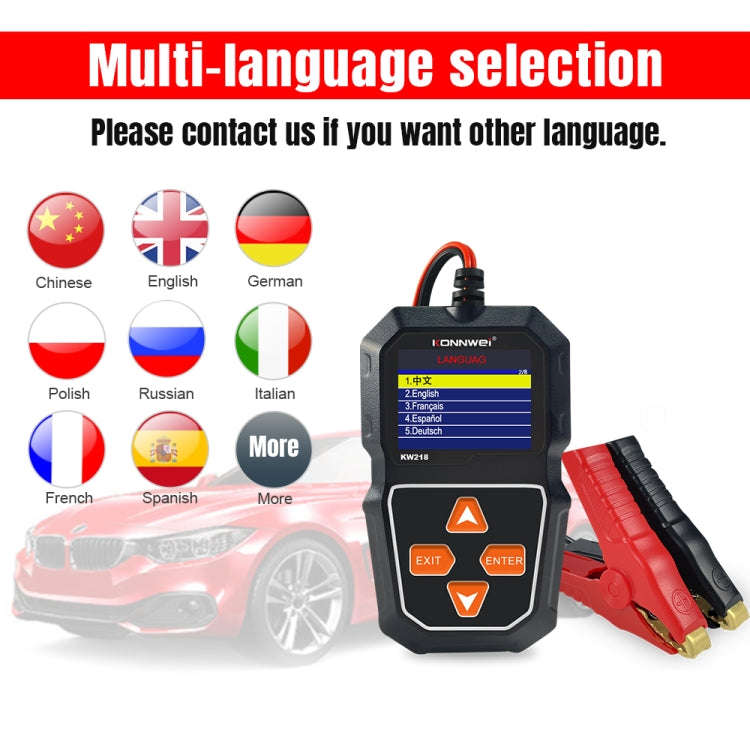 KONNWEI KW218 2.4 inch Color Screen Car Battery Tester(Black)
