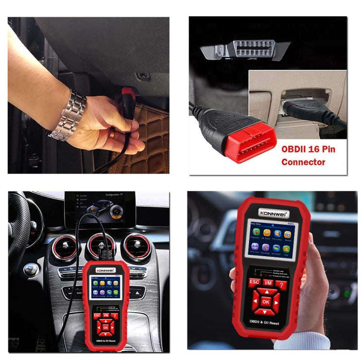 KONNWEI KW851 2 in 1 Car OBDll Scanner Diagnostic Tool Oil Service Light Reset(Black)