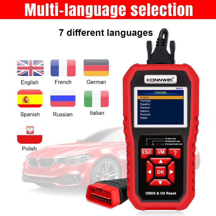 KONNWEI KW851 2 in 1 Car OBDll Scanner Diagnostic Tool Oil Service Light Reset(Black)