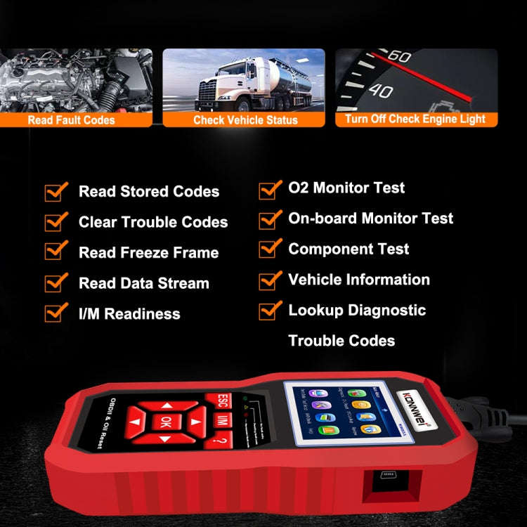 KONNWEI KW851 2 in 1 Car OBDll Scanner Diagnostic Tool Oil Service Light Reset(Black)