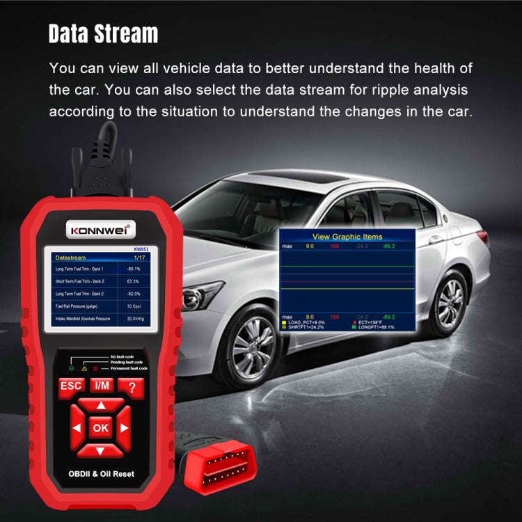 KONNWEI KW851 2 in 1 Car OBDll Scanner Diagnostic Tool Oil Service Light Reset(Black)
