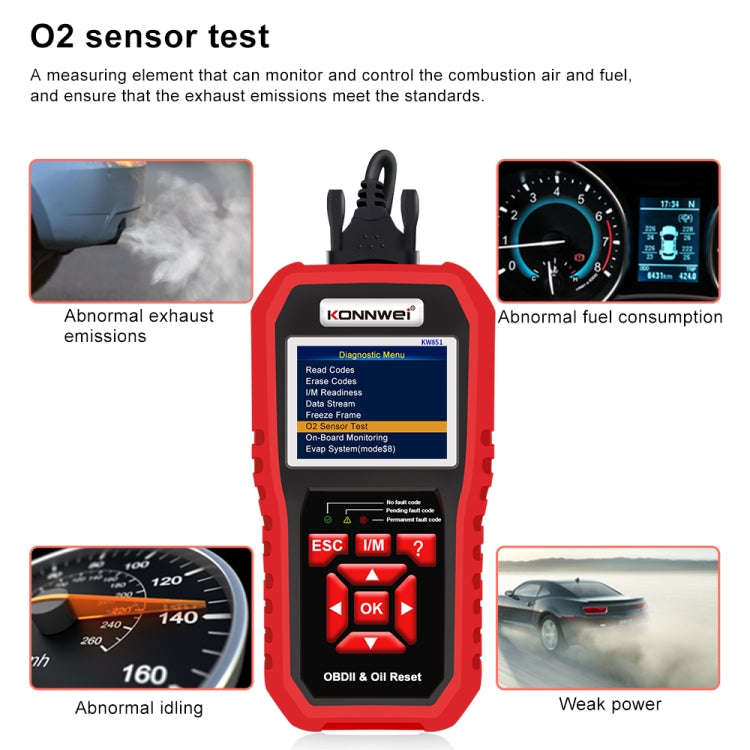 KONNWEI KW851 2 in 1 Car OBDll Scanner Diagnostic Tool Oil Service Light Reset(Black)