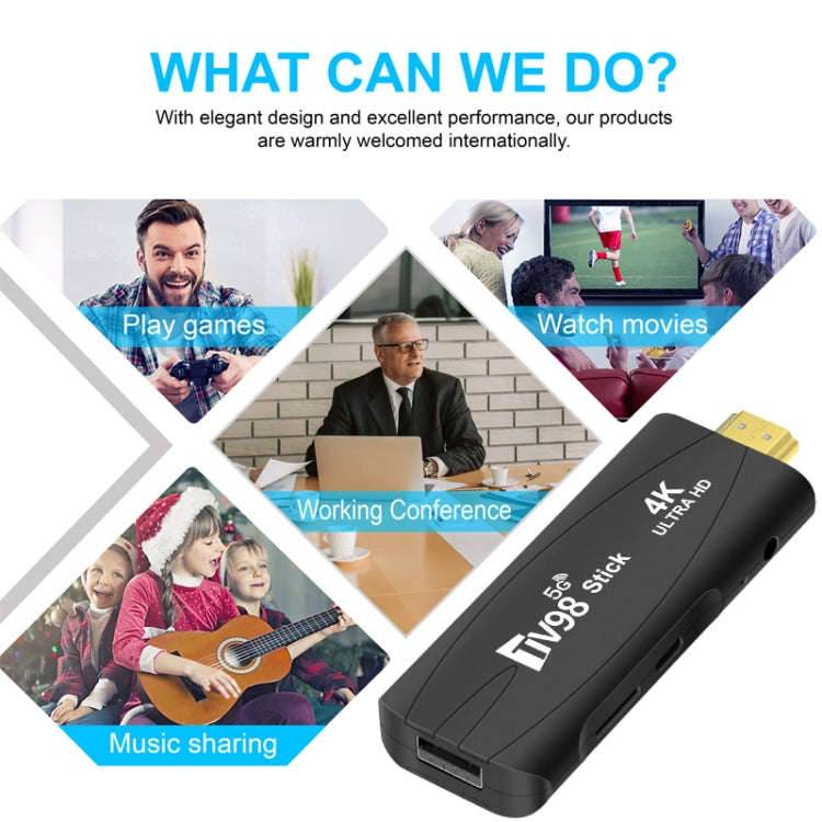 TV98 Rockchip 3228A Quad Core 4K HD Bluetooth Android TV Stick, RAM:2GB+16GB(US Plug)