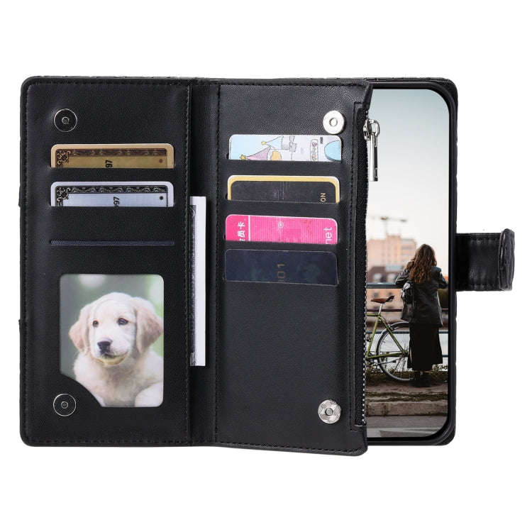 For Google Pixel 9 Pro XL Glitter Lattice Zipper Wallet Leather Phone Case(Black)