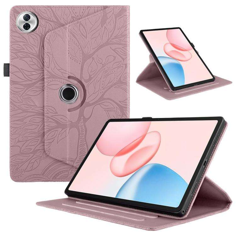 For Honor Pad 10 Tree Life Embossed Rotation Leather Tablet Case(Rose Gold)