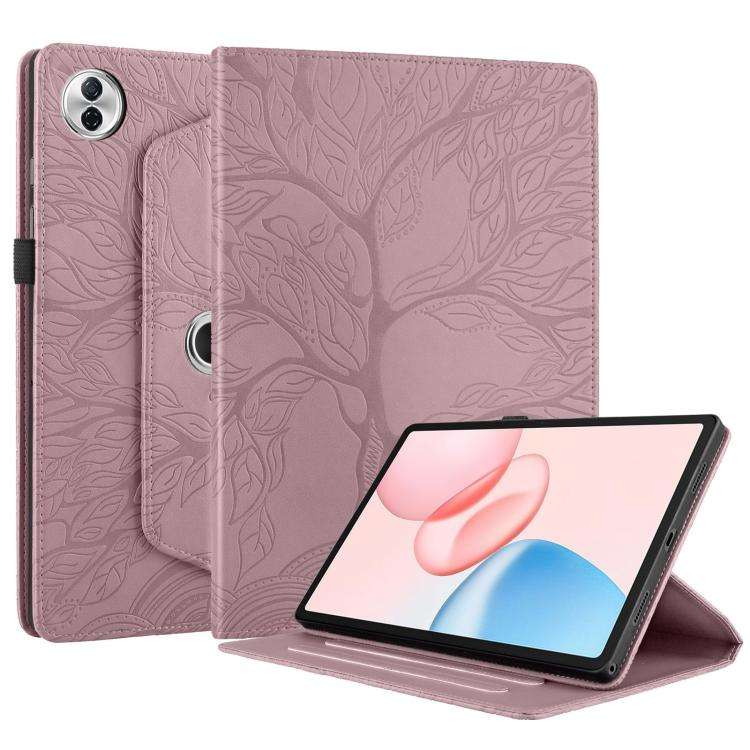 For Honor Pad 10 Tree Life Embossed Rotation Leather Tablet Case(Rose Gold)