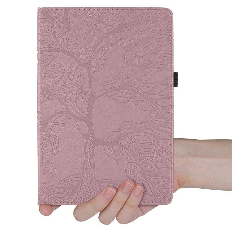 For Honor Pad 10 Tree Life Embossed Rotation Leather Tablet Case(Rose Gold)