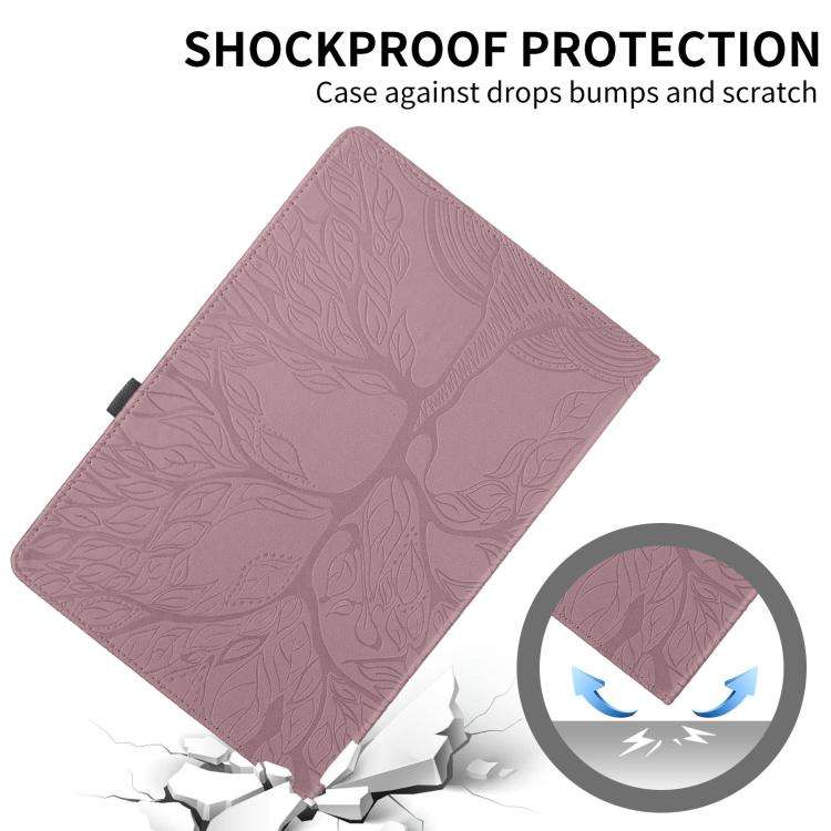 For Honor Pad 10 Tree Life Embossed Rotation Leather Tablet Case(Rose Gold)
