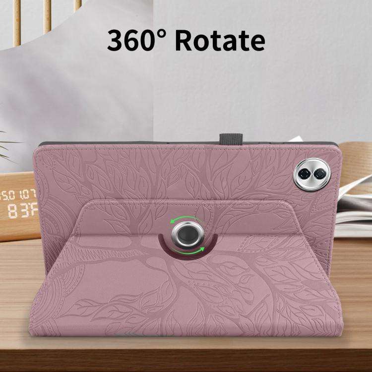 For Honor Pad 10 Tree Life Embossed Rotation Leather Tablet Case(Rose Gold)