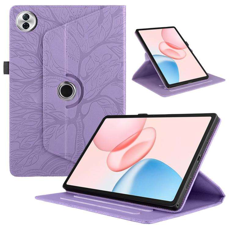 For Honor Pad 10 Tree Life Embossed Rotation Leather Tablet Case(Purple)