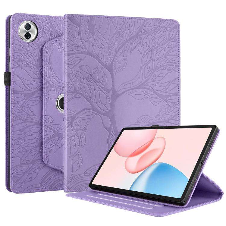 For Honor Pad 10 Tree Life Embossed Rotation Leather Tablet Case(Purple)