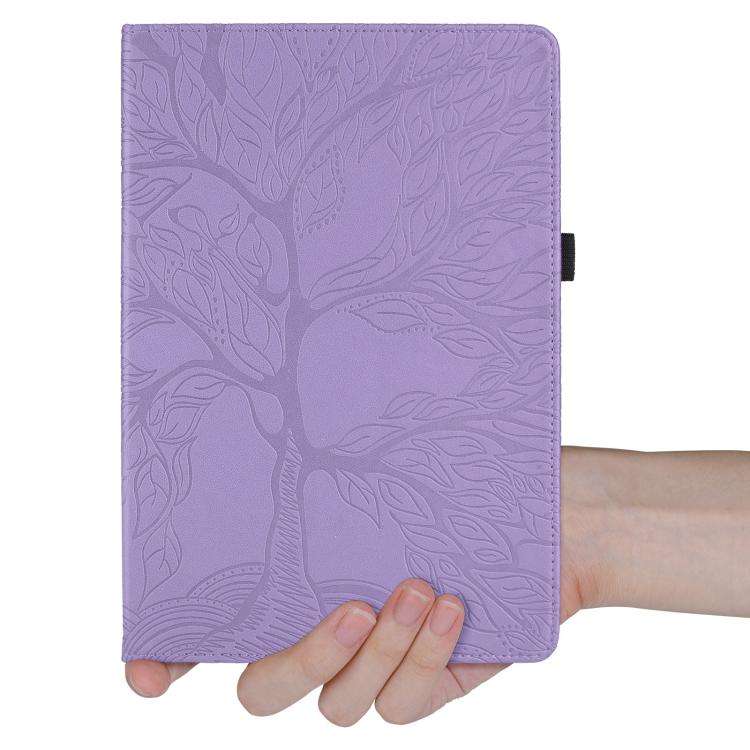 For Honor Pad 10 Tree Life Embossed Rotation Leather Tablet Case(Purple)
