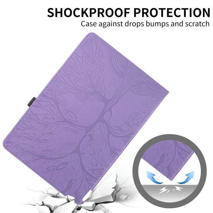 For Honor Pad 10 Tree Life Embossed Rotation Leather Tablet Case(Purple)