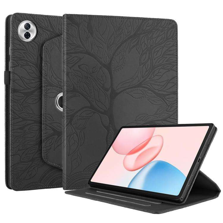 For Honor Pad 10 Tree Life Embossed Rotation Leather Tablet Case(Black)