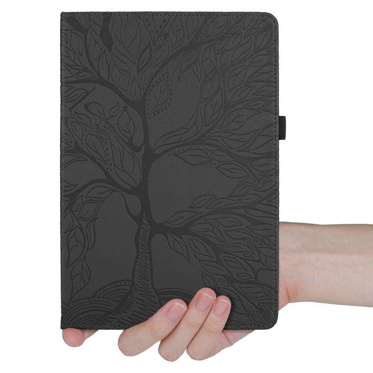For Honor Pad 10 Tree Life Embossed Rotation Leather Tablet Case(Black)