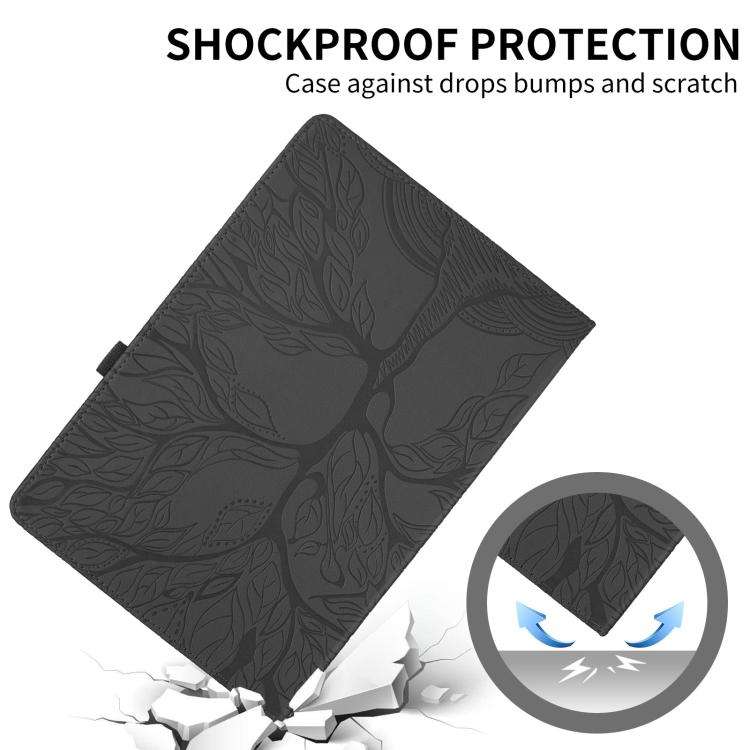 For Honor Pad 10 Tree Life Embossed Rotation Leather Tablet Case(Black)