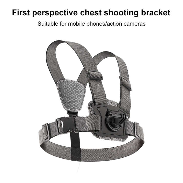 3 in 1 Adjustable Body Mount Belt Chest Strap with Mount & Screw(Grey)