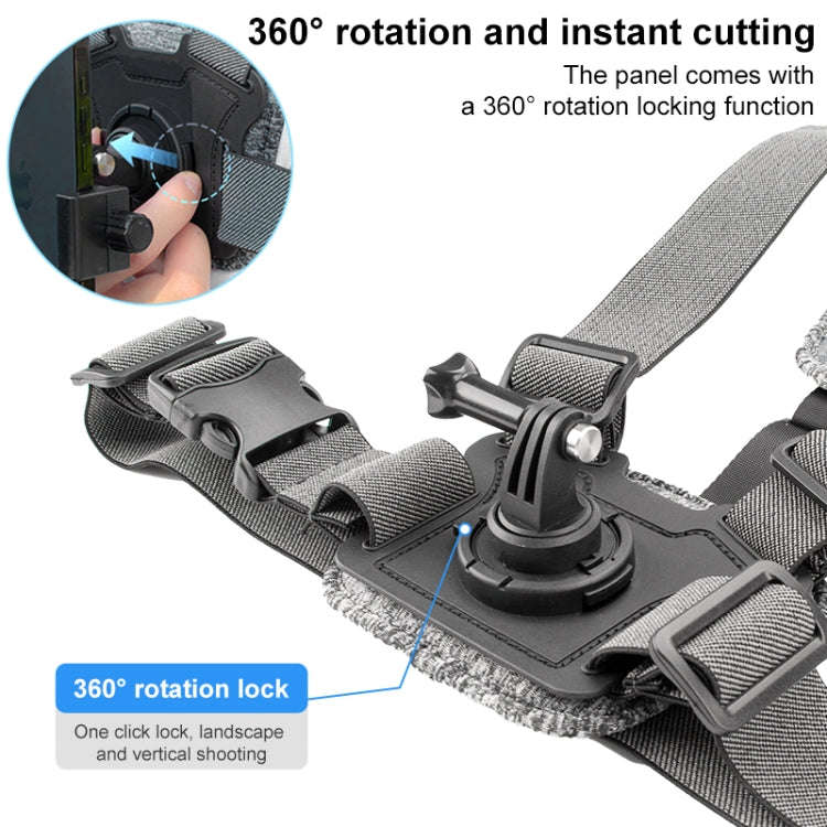 3 in 1 Adjustable Body Mount Belt Chest Strap with Mount & Screw(Grey)