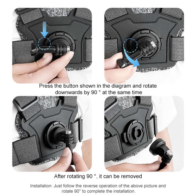 3 in 1 Adjustable Body Mount Belt Chest Strap with Mount & Screw(Grey)