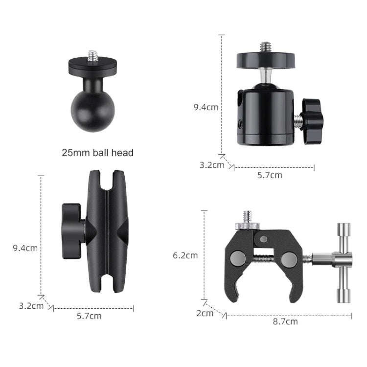 Motorcycle Clamps Handlebar Fixed Mount 9 in 1 Dual-Link Crabs Selfie Stick Kit