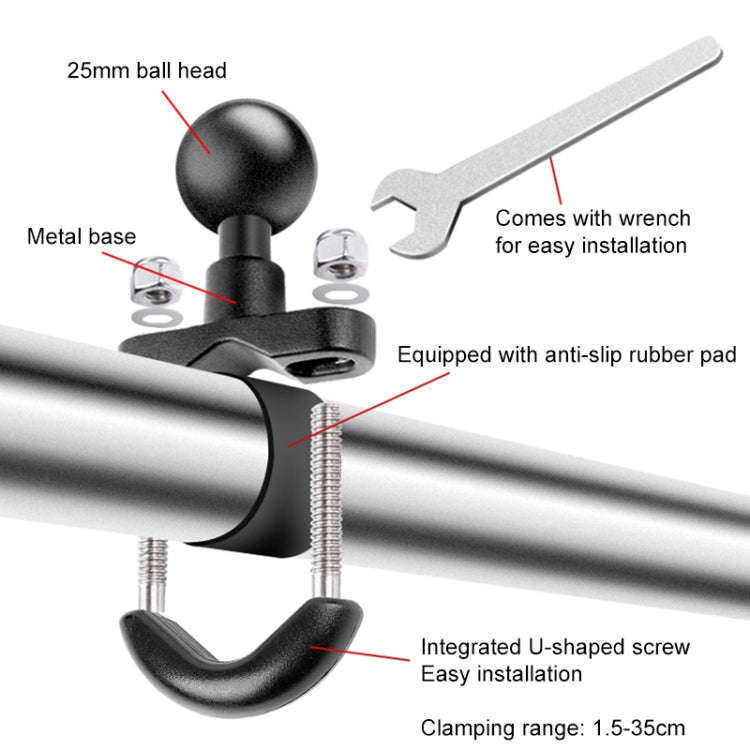 Motorcycle Clamps Handlebar Fixed Mount 3 in 1 U-Type Mount Selfie Stick