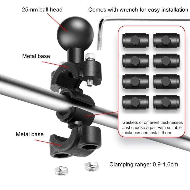 Motorcycle Clamps Handlebar Fixed Mount 9 in 1 Wrench O-Type Mount Crabs No Stick