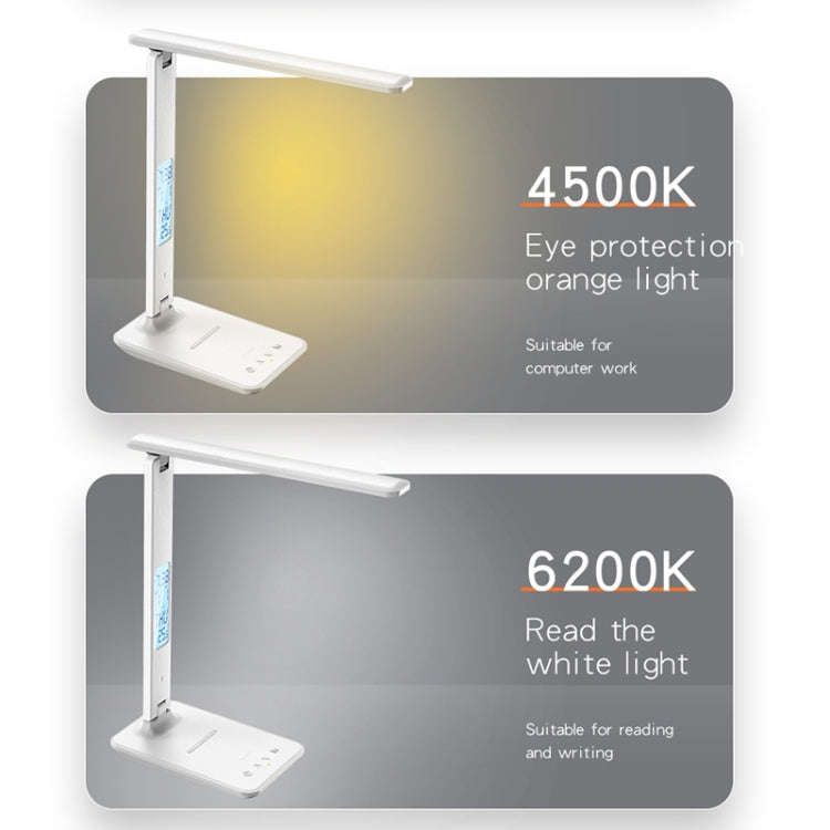 Yesido DS20 Multifunctional LED Desk Lamp Supports 10W Wireless Charging, EU Plug(White)