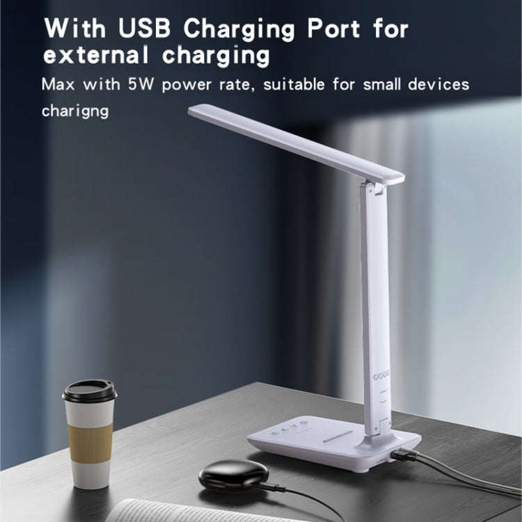 Yesido DS20 Multifunctional LED Desk Lamp Supports 10W Wireless Charging, EU Plug(White)