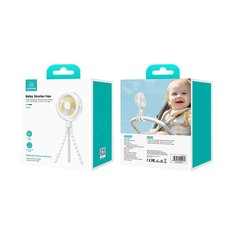 USAMS ZB289 Stroller Fan Type-C Portable Octopus Mini Fan(White)