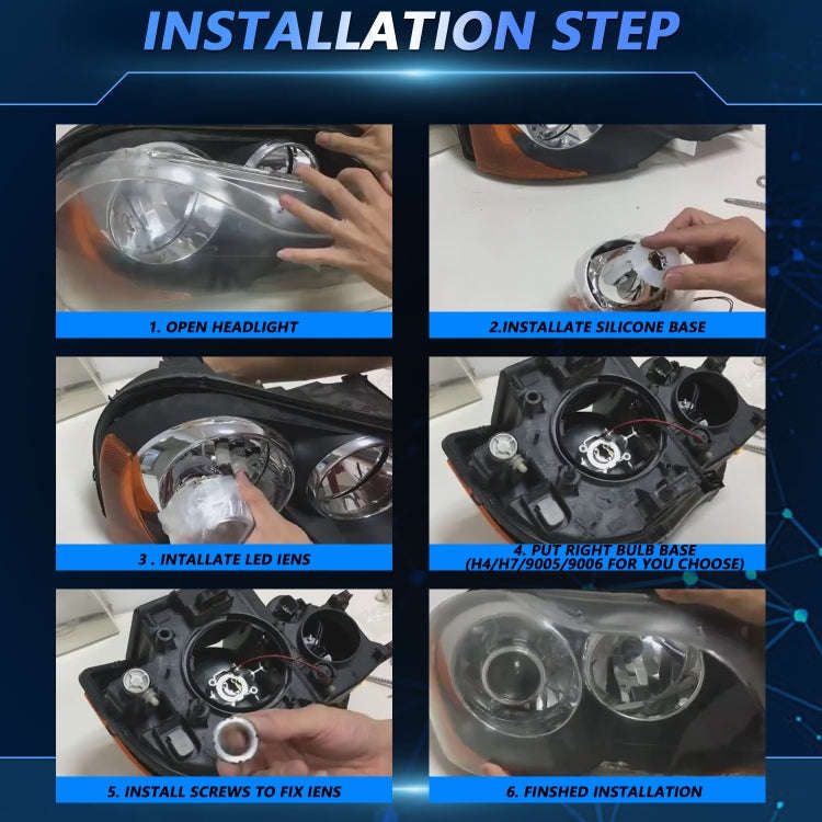 T02 1 Pair 2.5 inch Car Bifocal LED Lens Headlight, Left Driving(Black)