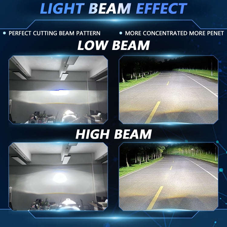 T02 1 Pair 2.5 inch Car Bifocal LED Lens Headlight, Left Driving(Black)