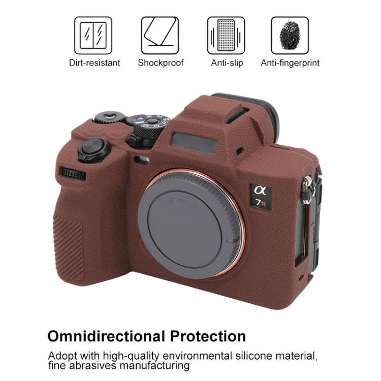 For Sony ILCE7RM5 / A7R5 Litchi Texture Soft Silicone Protective Case(Coffee)