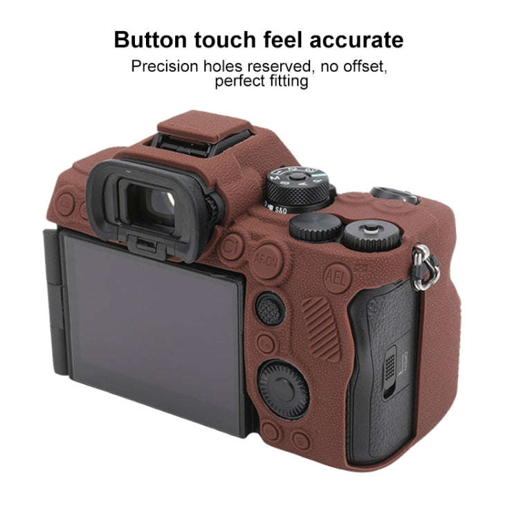For Sony ILCE7RM5 / A7R5 Litchi Texture Soft Silicone Protective Case(Coffee)