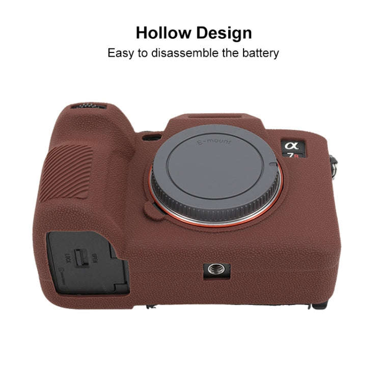 For Sony ILCE7RM5 / A7R5 Litchi Texture Soft Silicone Protective Case(Coffee)