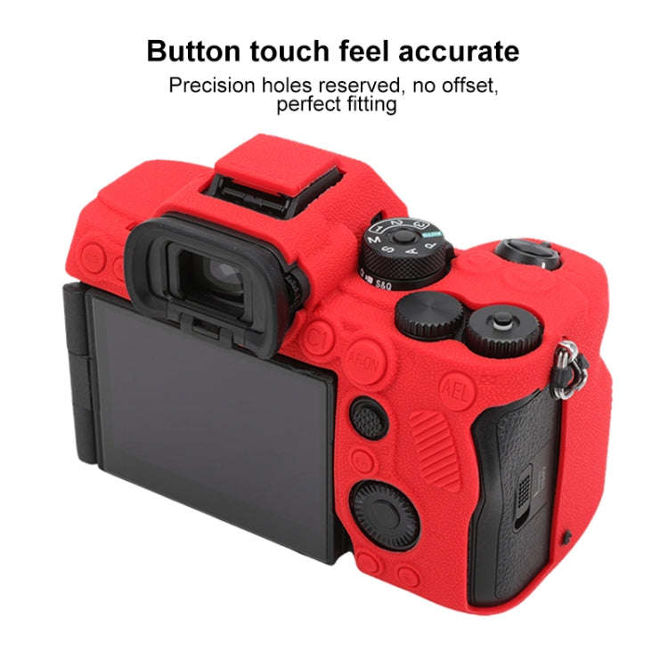 For Sony ILCE7RM5 / A7R5 Litchi Texture Soft Silicone Protective Case(Red)