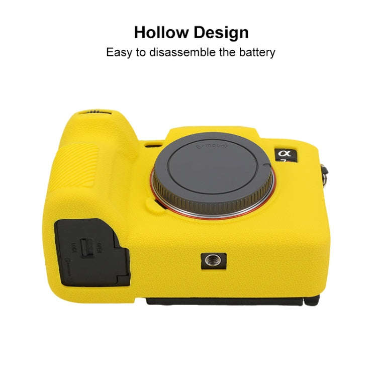 For Sony ILCE7RM5 / A7R5 Litchi Texture Soft Silicone Protective Case(Yellow)