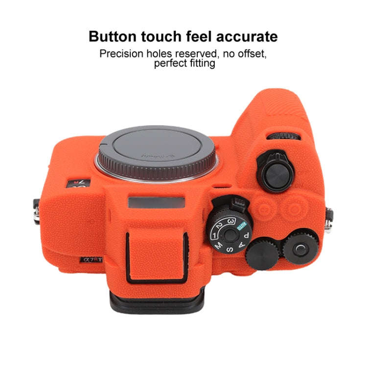 For Sony ILCE7RM5 / A7R5 Litchi Texture Soft Silicone Protective Case(Orange)