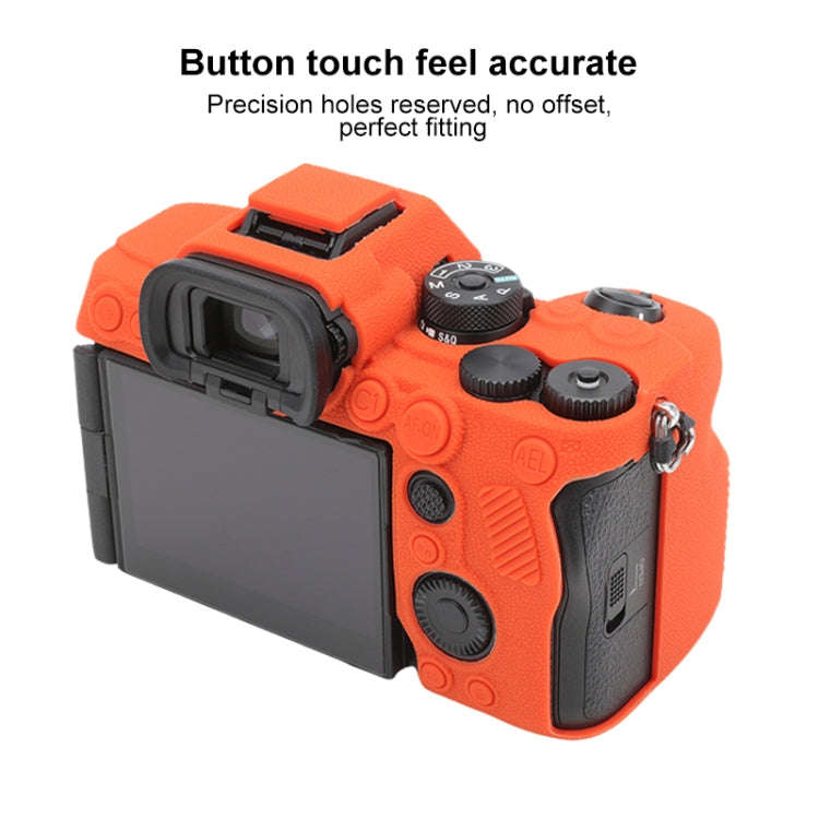 For Sony ILCE7RM5 / A7R5 Litchi Texture Soft Silicone Protective Case(Orange)