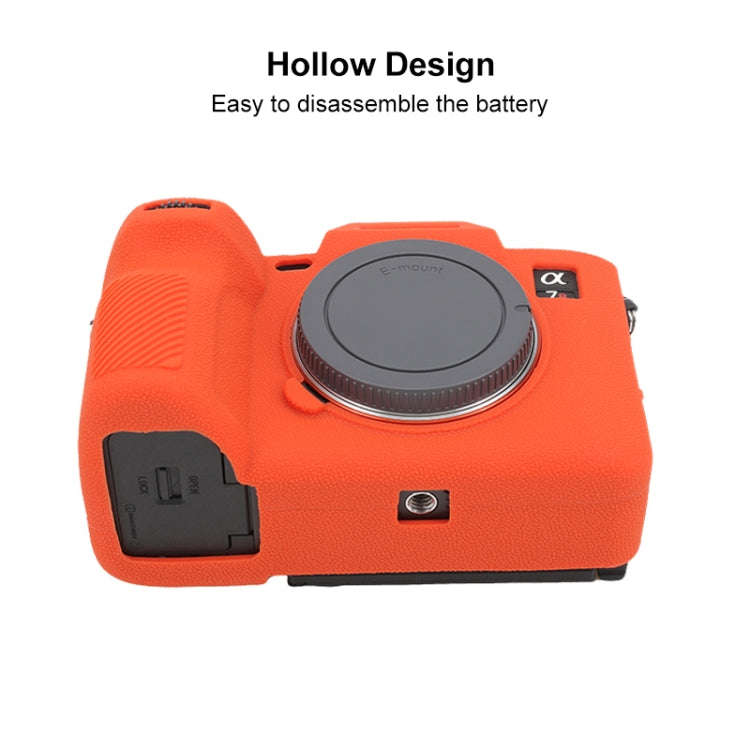 For Sony ILCE7RM5 / A7R5 Litchi Texture Soft Silicone Protective Case(Orange)