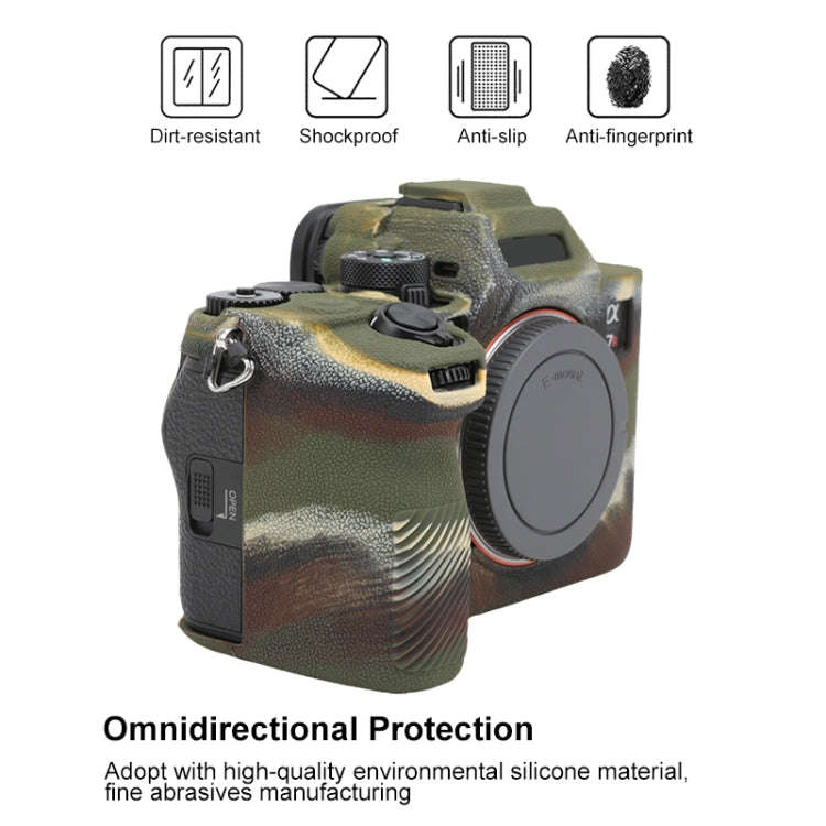 For Sony ILCE7RM5 / A7R5 Litchi Texture Soft Silicone Protective Case(Camouflage)
