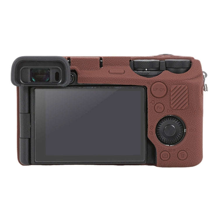 For Sony ILCE-6700 / A6700 Litchi Texture Soft Silicone Protective Case(Coffee)