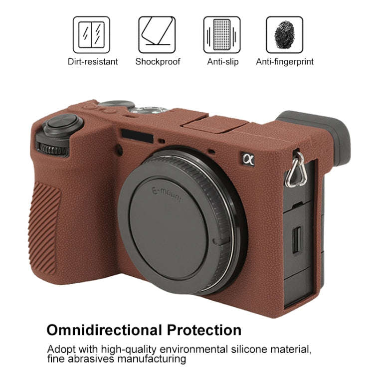 For Sony ILCE-6700 / A6700 Litchi Texture Soft Silicone Protective Case(Coffee)