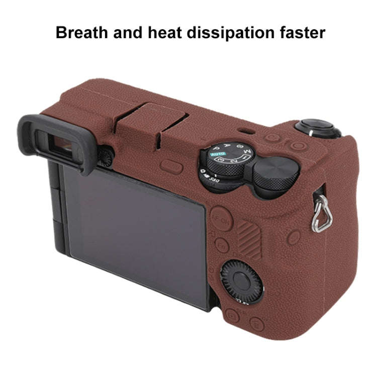 For Sony ILCE-6700 / A6700 Litchi Texture Soft Silicone Protective Case(Coffee)