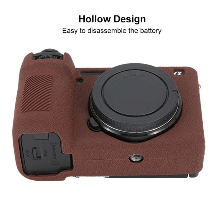 For Sony ILCE-6700 / A6700 Litchi Texture Soft Silicone Protective Case(Coffee)